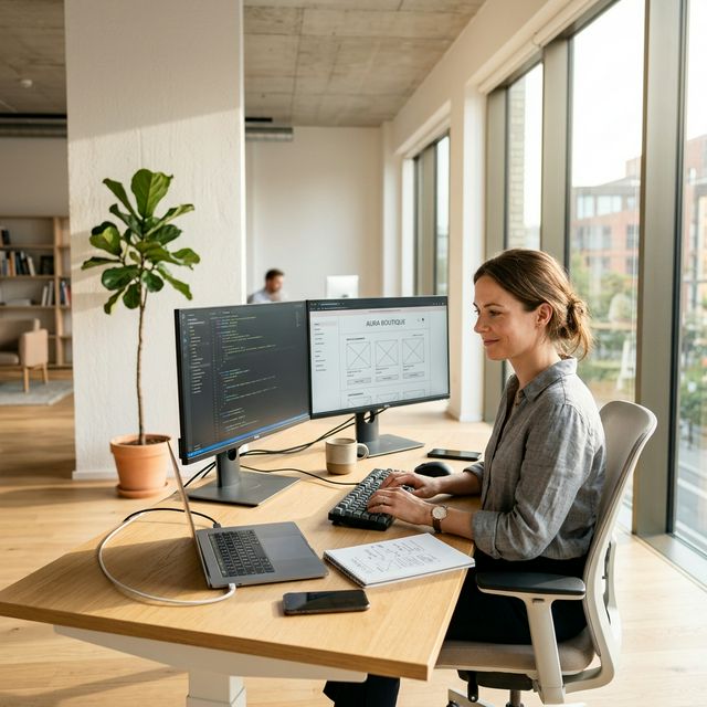 Mockup of a modern e-commerce store on a computer screen.